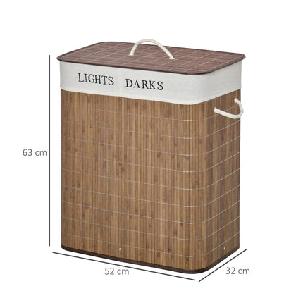 100L laundry basket - bamboo, cotton, 3 handles, washable