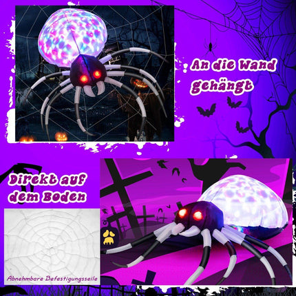 105 cm wide inflatable Halloween spider with multi-colored lights and blower