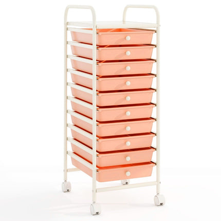 10-Drawer Rolling Storage Cart, Plastic, 33x37x86 cm