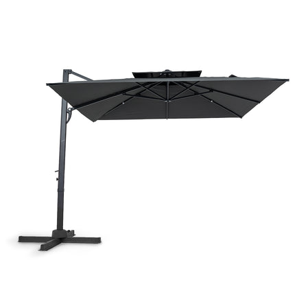 10 Ft Cantilever Patio Umbrella – 360 Rotate, 8-Rib, Gray