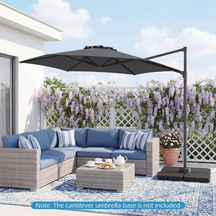 10 Ft Cantilever Patio Umbrella – 360 Swivel, Vent