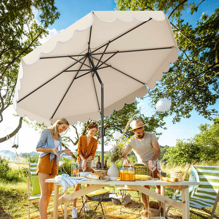 10 Ft Patio Umbrella, Crank Tilt, Vented Canopy, Beige