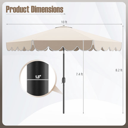 10 Ft Patio Umbrella, Crank Tilt, Vented Canopy, Beige