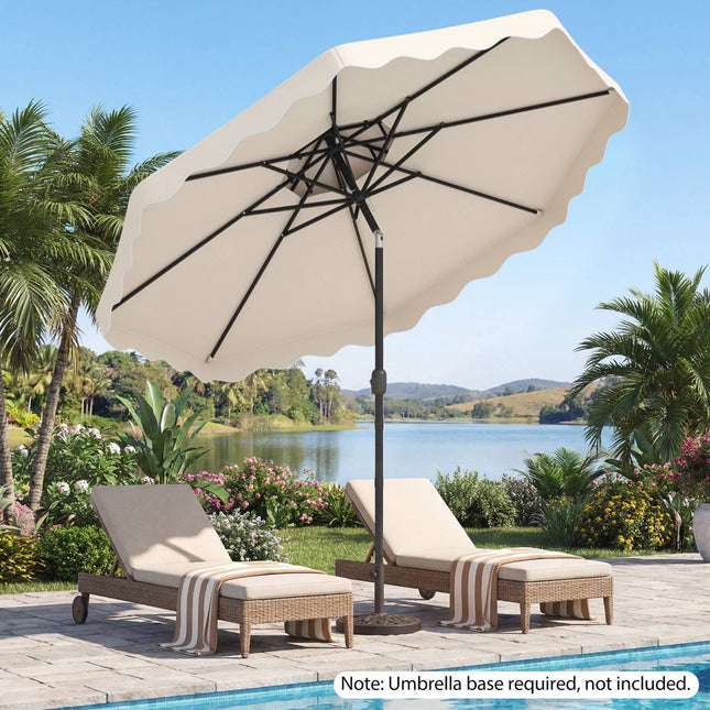 10 Ft Patio Umbrella, Push-Button Tilt, Crank, Beige