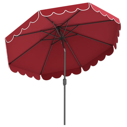 10 Ft Patio Umbrella With Crank and Push-Button Tilt, Red
