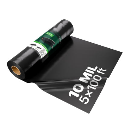 10 Mil Plastic Sheeting Roll, Black, 5 x 100 ft