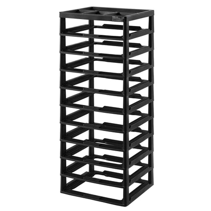 10-Tier Plastic Storage Organizer with Top Tray, Black Frame
