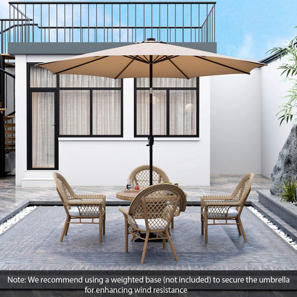 10 ft Solar LED Patio Umbrella, Crank Tilt, Beige