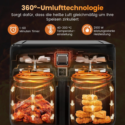 10-in-1 Dual Zone Air Fryer, 8L Capacity, Touchscreen