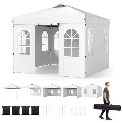 10x10 FT Waterproof Pop Up Canopy Tent with Sidewalls