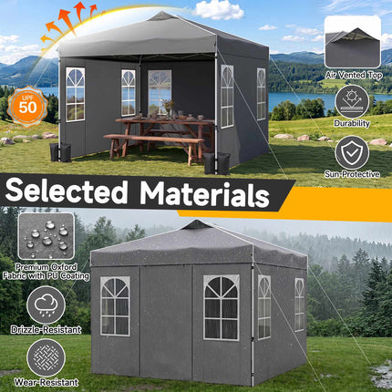 10 x 10 FT Waterproof Pop Up Canopy Tent with Sidewalls