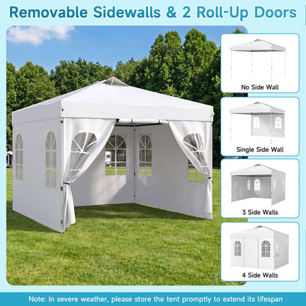 10x10 FT Waterproof Pop Up Canopy Tent with Sidewalls