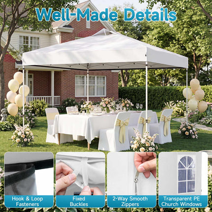 10x10 FT Waterproof Pop Up Canopy Tent with Sidewalls
