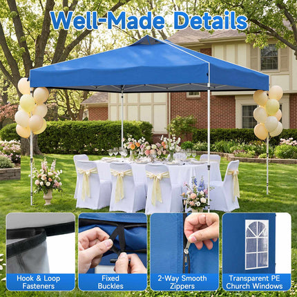 10 x 10 FT Waterproof Pop Up Canopy Tent with Sidewalls