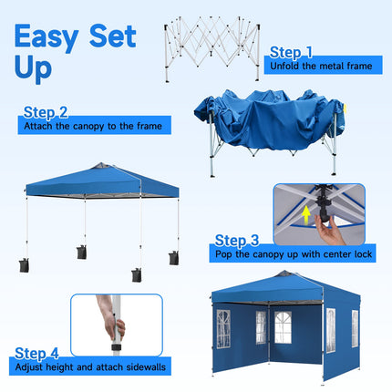 10 x 10 FT Waterproof Pop Up Canopy Tent with Sidewalls