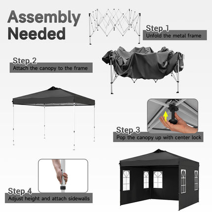 10 x 10 FT Waterproof Pop Up Canopy Tent with Sidewalls