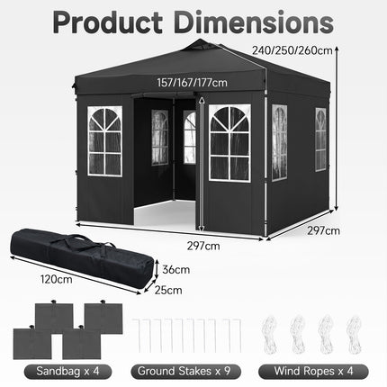10 x 10 FT Waterproof Pop Up Canopy Tent with Sidewalls