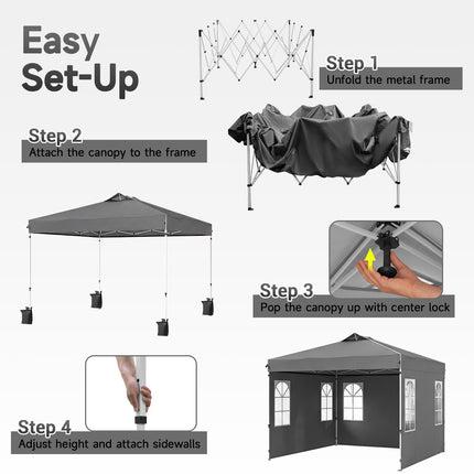 10 x 10 FT Waterproof Pop Up Canopy Tent with Sidewalls