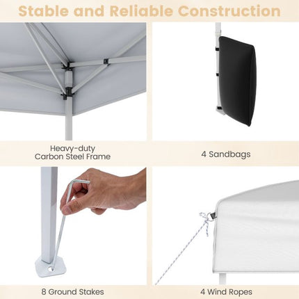 10x10 Pop Up Canopy Tent, 4 Sidewalls, Wheeled Bag, White