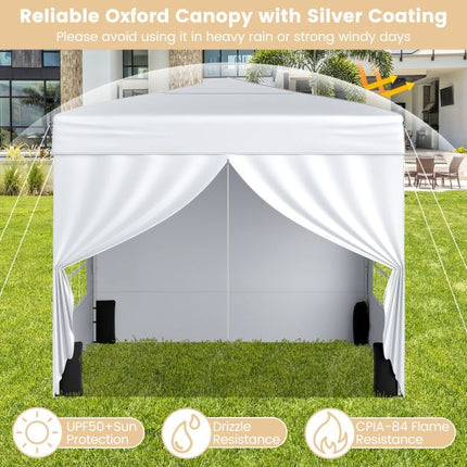 10x10 Pop Up Canopy Tent, 4 Sidewalls, Wheeled Bag, White
