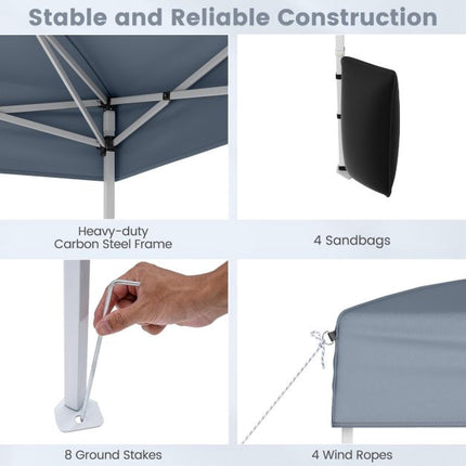 10x10 Pop Up Canopy Tent With 4 Sidewalls, Gray