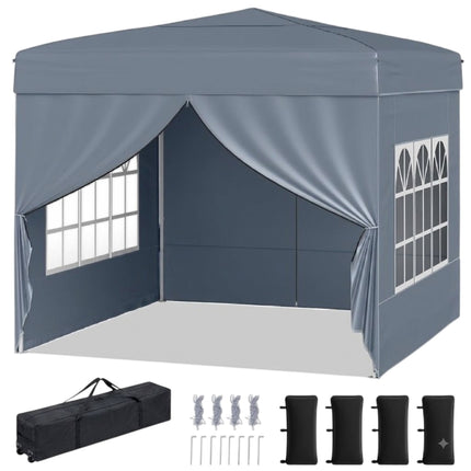 10x10 Pop Up Canopy Tent With 4 Sidewalls, Gray