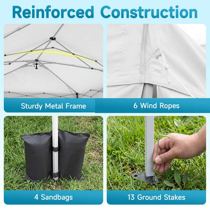10x20 FT Pop Up Canopy Tent, 6 Sidewalls, Adjustable Height