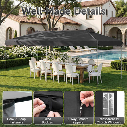 10 x 20 FT Pop Up Canopy Tent with 6 Sidewalls, Adjustable Height