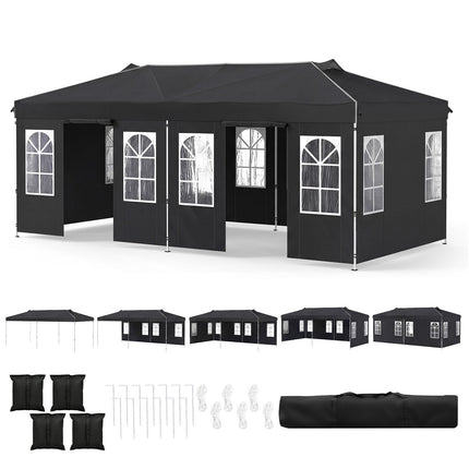 10 x 20 FT Pop Up Canopy Tent with 6 Sidewalls, Adjustable Height
