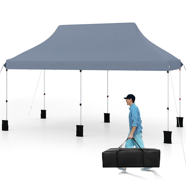 10x20 Pop-Up Canopy Tent, Adjustable Height, Carry Bag