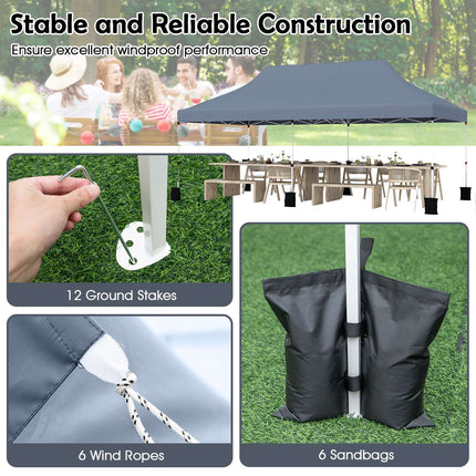 10x20 Pop-Up Canopy Tent, Adjustable Height, Carry Bag