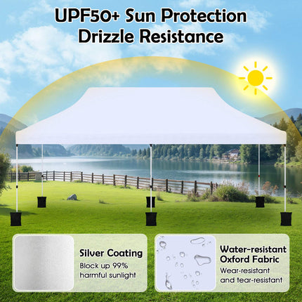 10x20 Pop Up Canopy Tent – Adjustable Height, Carry Bag, White