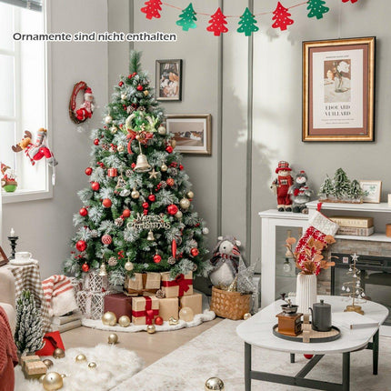 Ø110 x 185 cm Illuminated Christmas tree with pine needles green + white