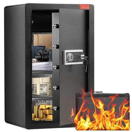 113L Home Safe Box, Key And Digital Lock, Black