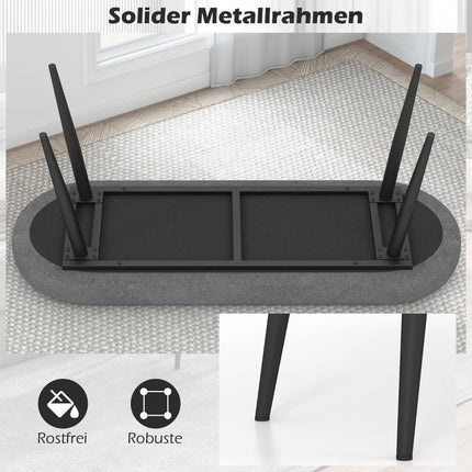 113 cm bench with cushions &amp; Metal legs upholstered bench ottoman up to 300 kg load capacity grey