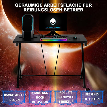 116 cm gaming desk with ergonomic design 116 x 75 x 77 cm black