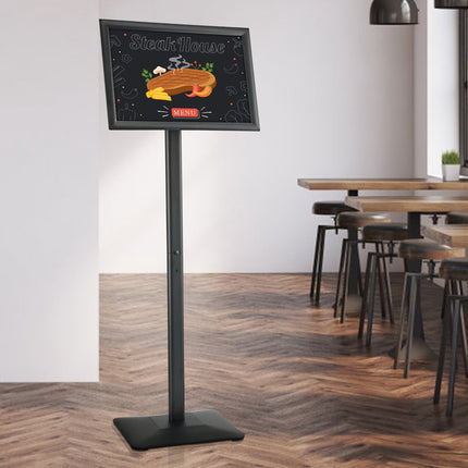 11 x 17 Pedestal Sign Holder, Adjustable Metal Base, Black