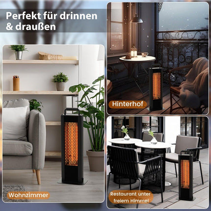 1200W freestanding heater with tipping and overheating protection, electric heater made of aluminum, patio heater, waterproof