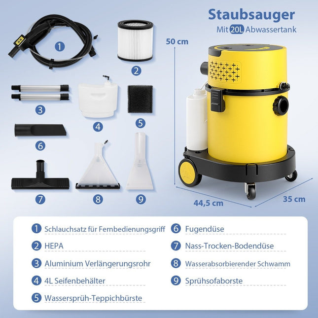 1200W wet and dry vacuum cleaner, portable 4-in-1 ash vacuum cleaner with 17 KPA suction power