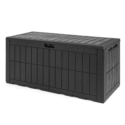 120 Gal Outdoor Deck Box, Black, Waterproof, Lockable