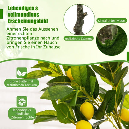 120 cm Artificial Lemon Tree with Pot & 18 Lemon Lime Tree Artificial Plant Citrus Plant