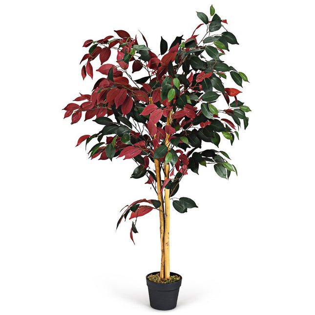 120cm Large Green Ficus Tree in Pot Artificial Tree Realistic Green Plants