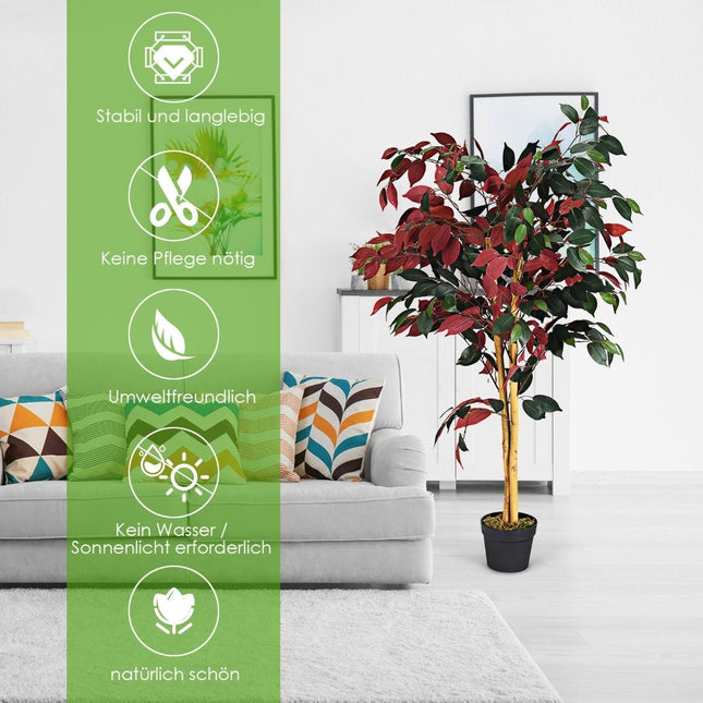 120cm Large Green Ficus Tree in Pot Artificial Tree Realistic Green Plants