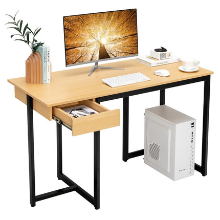 120 cm Long Computer Desk with Drawer & Adjustable Pads Computer Desk Natural