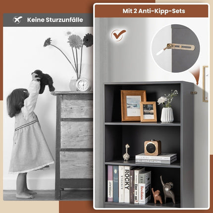 120 cm bookcase with drawers 4 levels wooden storage shelf standing shelf 60 x 38 x 120 cm gray