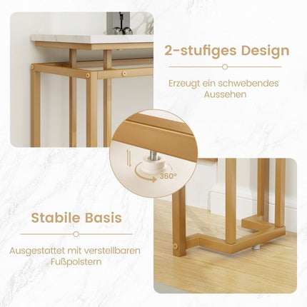 120 cm console table with faux marble table top and geometric metal frame hallway table golden