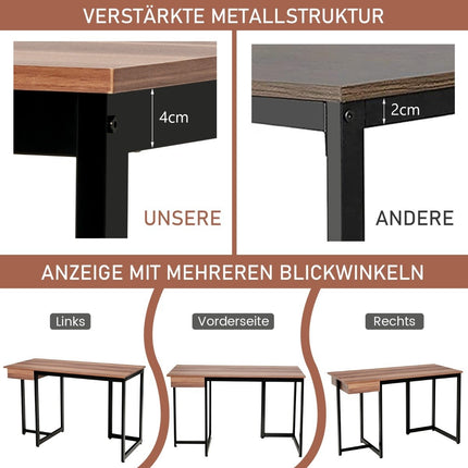 120 cm long computer desk with drawer & adjustable pads computer desk walnut