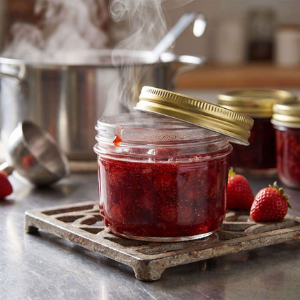 120 ml Glass Jam Jars Set, Twist-Off Gold Lids