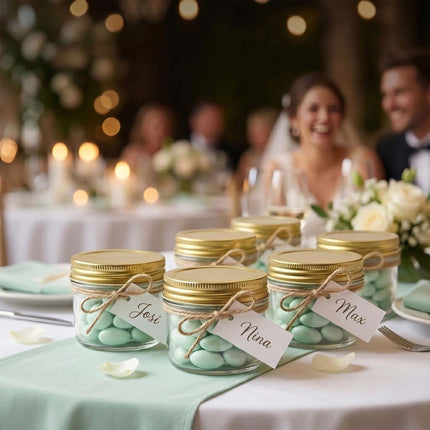 120 ml Glass Jam Jars Set, Twist-Off Gold Lids