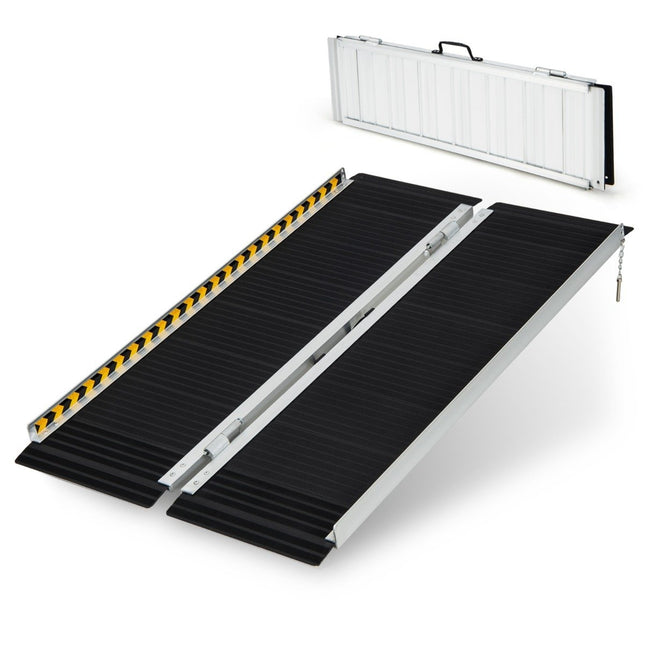 122 x 74 cm wheelchair ramp, portable & anti-slip folding ramp, load-bearing up to 272 kg, aluminium
